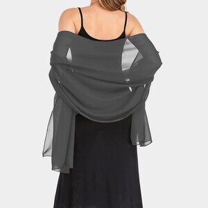 Lightweight Dark Gray Sheer Chiffon Fashion Shawl Wrap Scarf Party Even Form…